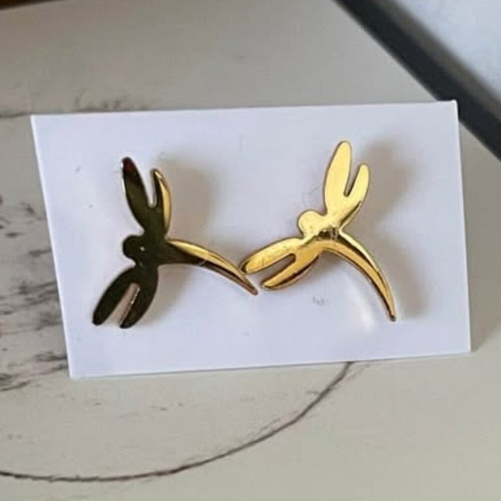 Implant Grade Titanium dragonfly earring studs gold color